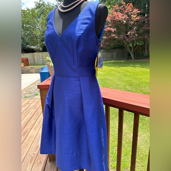 NWT! $325 Alfred Sung high/low silhouette V- Neck Swingy full skirt Size 8 - Picture 8 of 11